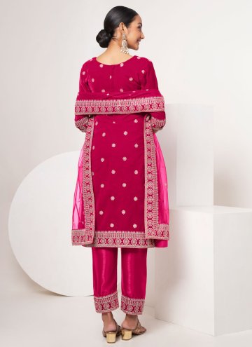 Rani Pant Style Suit in Velvet with Embroidered