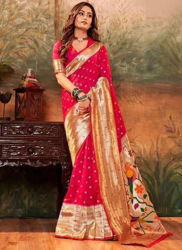 Rani Pure Silk Woven Trendy Saree