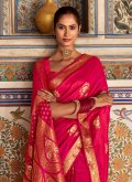 Rani Satin Silk Woven Trendy Saree for Ceremonial - 1