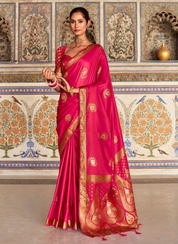 Rani Satin Silk Woven Trendy Saree for Ceremonial