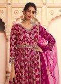 Rani Silk Embroidered Floor Length Anarkali Salwar Suit - 1