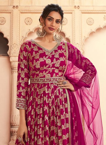 Rani Silk Embroidered Floor Length Anarkali Salwar Suit