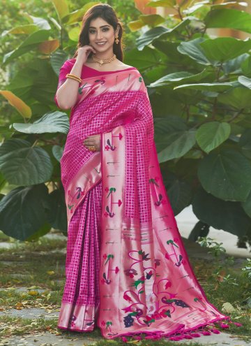 Rani Silk Floral Print Contemporary Saree