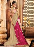 Raw Silk Classic Designer Saree in Pink Enhanced with Embroidered - 1