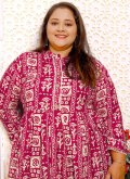 Rayon Designer Kurti in Multi Colour Enhanced with Buttons - 3