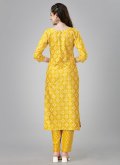 Rayon Designer Kurti in Mustard Enhanced with Embroidered - 3