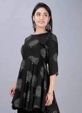 Rayon Party Wear Kurti in Black Enhanced with Print - 2
