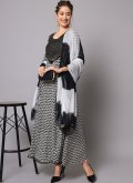 Rayon Salwar Suit in Black and White Enhanced with Embroidered - 1