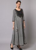 Rayon Salwar Suit in Black and White Enhanced with Embroidered - 3