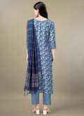 Rayon Salwar Suit in Blue Enhanced with Embroidered - 1