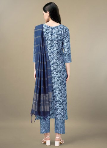 Rayon Salwar Suit in Blue Enhanced with Embroidered