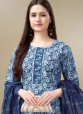 Rayon Salwar Suit in Blue Enhanced with Embroidered - 3