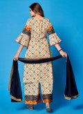 Rayon Salwar Suit in Off White Enhanced with Printed - 1
