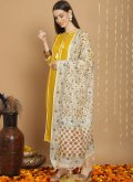 Rayon Salwar Suit in Yellow Enhanced with Plain Work - 1