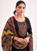 Rayon Trendy Salwar Kameez in Black Enhanced with Embroidered - 1