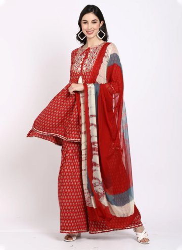 Rayon Trendy Salwar Kameez in Maroon Enhanced with Embroidered