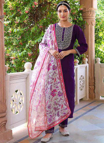 Rayon Trendy Salwar Kameez in Wine Enhanced with Embroidered