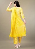 Rayon Trendy Salwar Kameez in Yellow Enhanced with Embroidered - 1