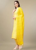 Rayon Trendy Salwar Kameez in Yellow Enhanced with Embroidered - 2