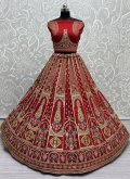 Red A Line Lehenga Choli in Silk with Dori Work - 2