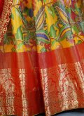 Red and Yellow Silk Print Lehenga Choli for Ceremonial - 1