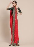Red Art Silk Embroidered Designer Traditional Saree for Festival - 1