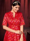 Red Art Silk Woven Trendy Salwar Kameez for Ceremonial - 2
