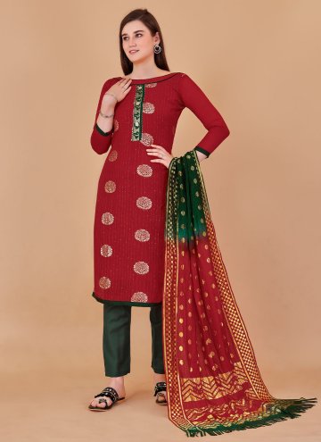 Red Banarasi Booti Work Salwar Suit for Casual