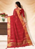 Red Banarasi Embroidered Trendy Saree for Festival - 2