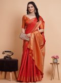 Red Banarasi Woven Classic Designer Saree for Casual - 3