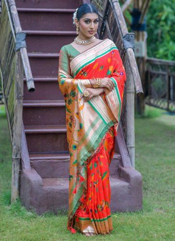 Red Banarasi Woven Contemporary Saree for Ceremonial