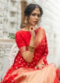 Red Banarasi Woven Trendy Saree - 1