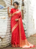 Red Banarasi Woven Trendy Saree - 2