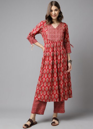 Red Casual Kurti in Cotton  with Printed