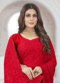 Red Classic Designer Saree in Georgette with Embroidered - 1