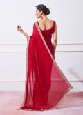 Red Classic Designer Saree in Silk with Swarovski - 2