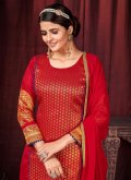 Red color Art Silk Salwar Suit with Woven - 2