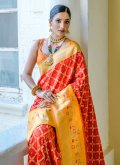 Red color Banarasi Designer Saree with Woven - 2