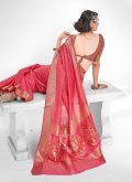 Red color Cotton  Contemporary Saree with Sequins Work - 1