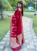 Red color Cotton Silk Contemporary Saree with Woven - 2