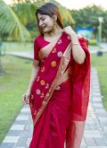Red color Cotton Silk Contemporary Saree with Woven - 3