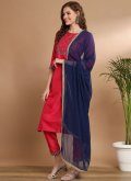 Red color Cotton Silk Salwar Suit with Embroidered - 2