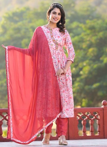 Red color Digital Print Muslin Trendy Salwar Kameez
