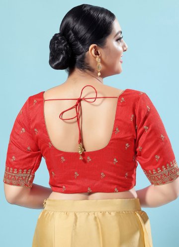 Red color Embroidered Silk