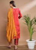 Red color Embroidered Silk Blend Trendy Suit - 2