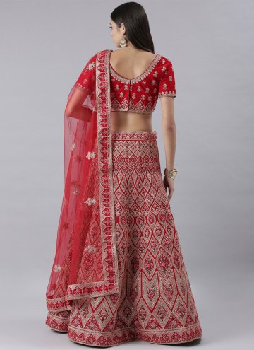 Red color Embroidered Silk Designer Lehenga Choli