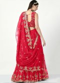 Red color Faux Georgette Lehenga Choli with Embroidered - 1