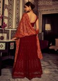 Red color Georgette A Line Lehenga Choli with Sequins Work - 3