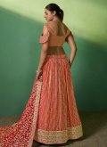 Red color Georgette Lehenga Choli with Embroidered - 1