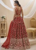 Red color Georgette Lehenga Choli with Embroidered - 2